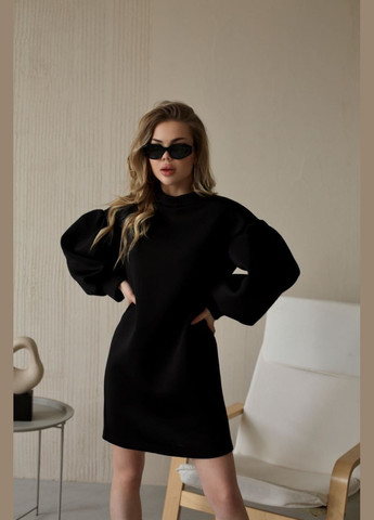 Черное повседневное свободное черное платье No Brand однотонное