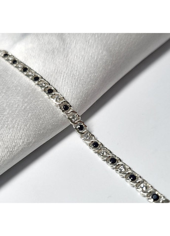 Серебряный браслет Арабский Бисмарк с Черными и Белыми камнями 17 - 20 см серебро 925 пробы 7003м 6.36г Nobrand (369974945)