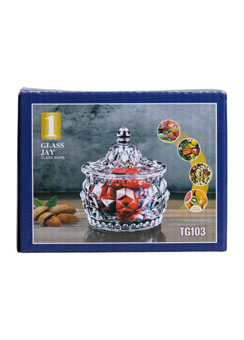 Цукерниця скляна з кришкою кругла Ø 8 см HP-YH-3 Yiwu (370800071)