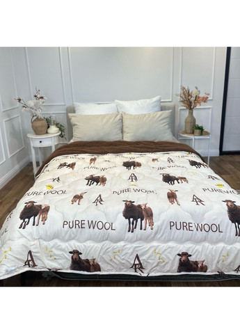 Ковдра двоспальна відкрита двостороння з вовни Pure Wool 21446 175х215 см шоколадна Arda (365964076)
