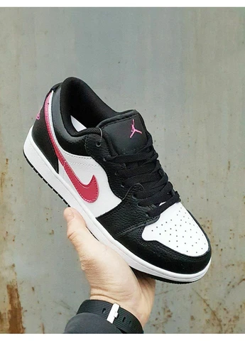 Белые летние кроссовки nike air jordan 1 low black white pink найк аир джордан No Brand