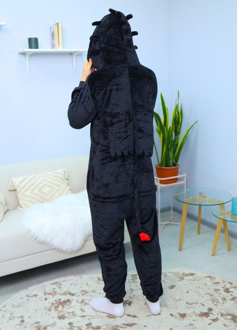 Чоловіче плюшеве кігурумі Беззубик чорне з капюшоном і хвостом Lalapka (363975883)