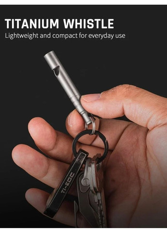 Титановий свисток з чорним шнурком для виживання Outdoor Titanium Emergency Whistle Міні EDC для кемпінгу No Brand (349822398)
