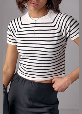 Укорочена жіноча футболка у смужку Lurex - (292785848)