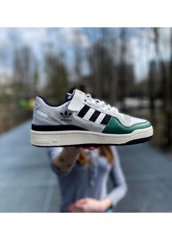 КРОССОВКИ ЖЕНСКИЕ ADIDAS FORUM LOW WHITE GREEN BLACK АДИДАС ФОРУМ No Brand серые демисезоны (368887644)