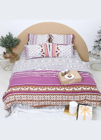 Комплект постільна білизна Полуторний 150х215 наволочка 50х70 2шт Сірий (П4К-lel-F-4013-01) No Brand (316230610)