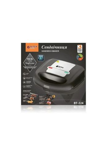 Сэндвичница 750Вт 6 в 1 BITEK No Brand BT-224 (301872778)