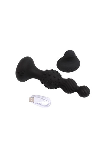 Анальна пробка з вібрацією у вигляді ялинки Breakout Pro Rocked Hip з різним рельєфом на ярусах, чорна Chisa (331169081)