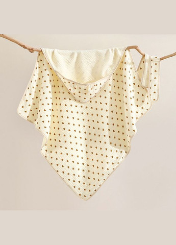 Полотенце с капюшоном (уголком) муслин 85*90 сердце No Brand бежевый