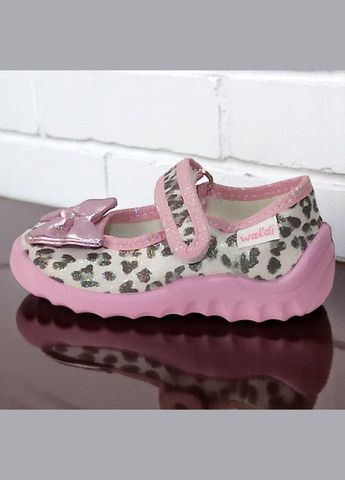 Кремовые ортопедические тапочки на липучке для девочки сменка в садик валди Waldi с бантом