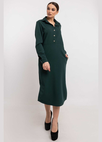 Зеленое повседневный платье-рубашка прямого силуэта с центральной функциональной застежкой на пуговицы (пл 0520) RiMari
