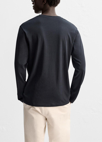 Лонгслів Zara темно-синій повсякденні