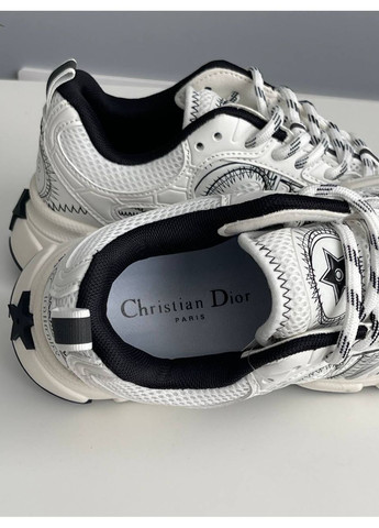 Кроссовки женские и мужские Dior Chrono White Black | Диор Хроно белые No Brand белые демисезоны (353690641)