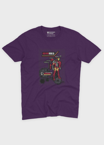 Фіолетова демісезонна футболка для хлопчика з принтом супергероя - залізна людина (ts001-1-dby-006-016-014-b) Modno