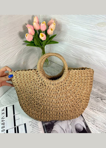 Сумка стильна жіноча з рафії плетена колір з підкладом на затяжці No Brand (330618777)