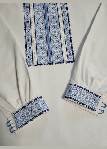 Голубая мужская вышиванка ручной работы на домотканом полотне "небокрай" Hand Made узор украинская символика прямой, свободная хлопок, домотканное полотно (323223712)