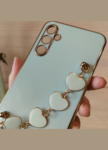 Чохол для samsung a34 жіночий силіконовий із золотистою рамкою Luxury (чорний) No Brand (296914459)