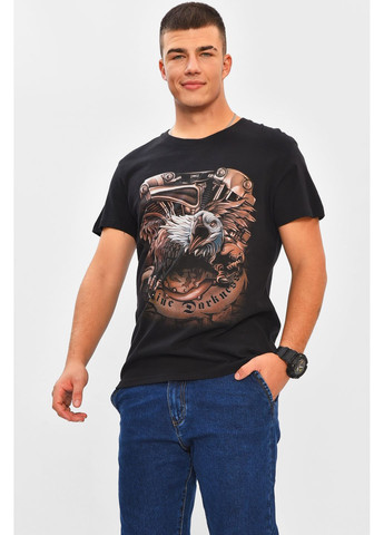 Чорна футболка чоловіча чорного кольору з принтом Let's Shop