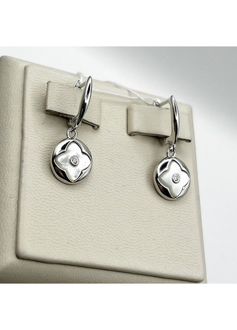 Серьги серебряные с перламутром, кубический цирконий 4,06 г No Brand (369737279)