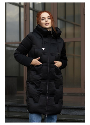 Чорна зимня жіноче зимове пальто 83652 Visdeer