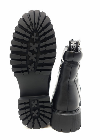 Жіночі черевики на овчині чорні шкіряні EG-14-4 23 см (р) Egga (259299528)