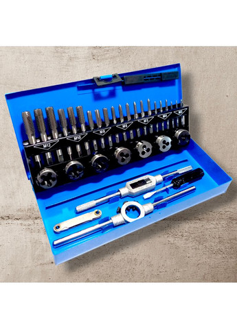 Набор метчиков и плашек 32 ед. (М3,М4,М5,М6,М8,М10,М12, держатели 2шт., резьбомер, отвертка) Werk (337361161)