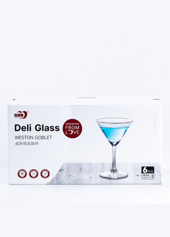 Набір келихів на високій ніжці 6 штук по 190 мл 6 штук для мартіні HP563 TS Kitchen (306849869)