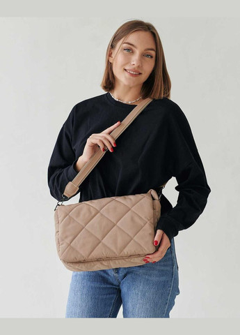 Женская нейлоновая сумка на плечо мягкая «Лола» бежевые кубики WeLassie (300171338)