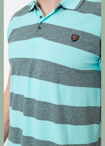 Бірюзова поло чоловіче в смужку чорно-сіре розмір m (sku_214r6187) з коротким рукавом No Brand