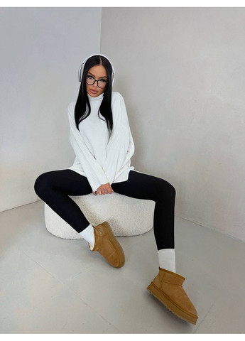 Молочный демисезонный удлиненный oversize светр с горловиной — замер в описании DK/DL Мода без кордонів