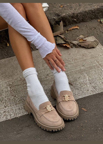 No Brand Лофери жіночі замшеві колір бежевий лофери бежевий з натуральна замша, — демісезон (302969259)