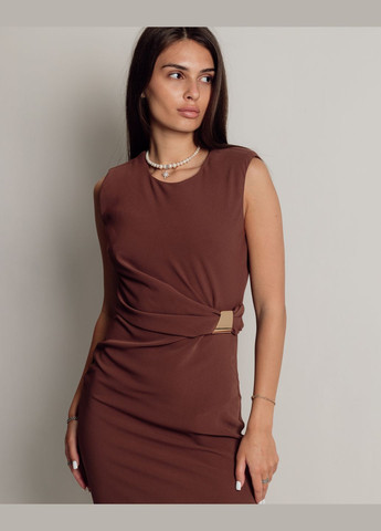 Коричневое вечернее платье длинное женское приталенное Phardi