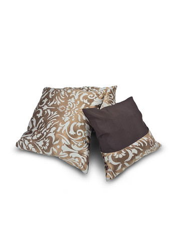 Комплект декоративных подушек 2шт 45х45см, 1шт 37х37см, коричневый с молочным и золотистым (п_0789) Firanka Damask (331770700)