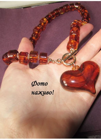 Ожерелье янтарное сердце, 2338 No Brand (387522676)