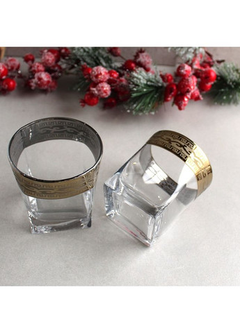 Рюмки стеклянные с золотым узором 60 мл квадратные No Brand (369477906)