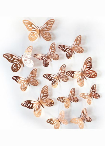 3D дзеркальні наклейки метелики 12 шт Бронзові F Rose No Brand (324271525)