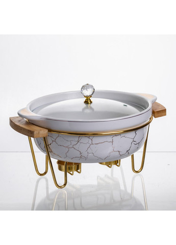 Мармит фарфоровый настольный круглый 1.3 (л) с подогревом Белый мрамор LC-711 Yiwu (370675450)