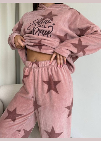 Темно-рожева зимня піжама з капюшоном кофта + брюки Eliz