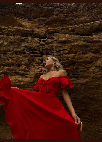 Червона коктейльна, ділова, повсякденний, кежуал, вечірня жіноча сукня кльош FINO Mode