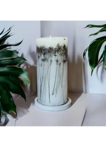 Набір з ароматизованої декоративної свічки ручної роботи з гілочками натуральної лаванди на гіпсовій підставці Handmade Studio - AV (372658831)