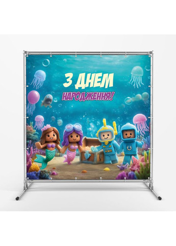 Банер для фотозони «Роблокс» | Фотозона на день народження | 160x160см, №44225 Vinylpex (360983177)