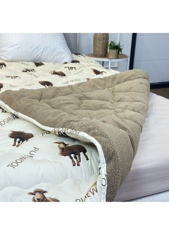 Одеяло евро открытое двустороннее из овечьей шерсти Pure Wool 21441 195х215 см капучино Arda (365964071)
