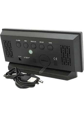 Цифровий мережевий годинник із дзеркальним LED-екраном 897L живлення за допомогою USB-кабелю, будильник VST (323000723)