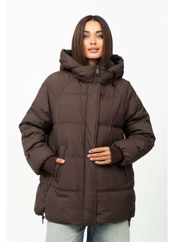 Коричневая зимняя женская куртка больших размеров Jeannie