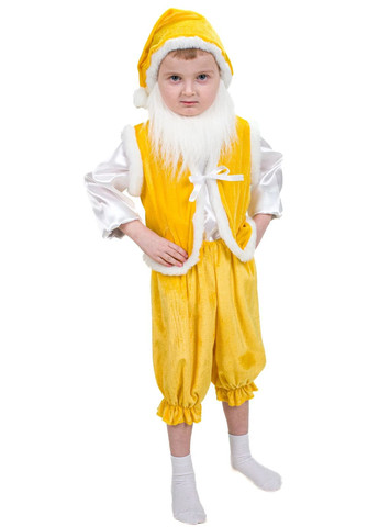 Карнавальный костюм Гном № 1 велюр жёлтый No Brand (338623312)