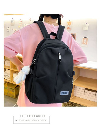 Рюкзак черный с сумочками и пеналом в комплекте с мишкой. КиП (277698353)