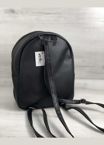 Молодіжний шкіряний рюкзак з хутряним пушком для дівчат «Мері» чорний із сірим WeLassie (298570163)