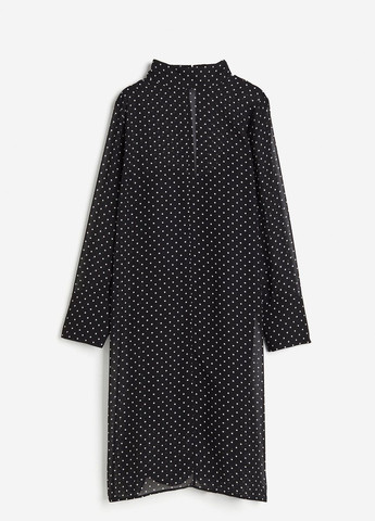 Черное деловое платье H&M в горошек