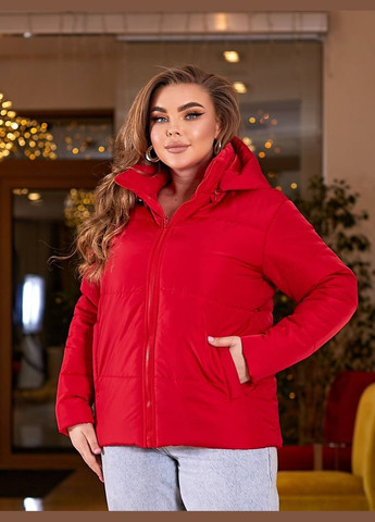Червона демісезонна жіноча демісезонна куртка білого кольору New Trend