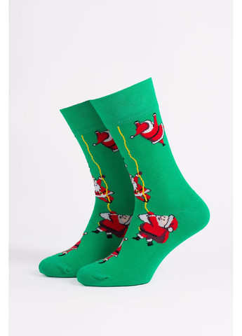 Зелені чоловічі бавовняні шкарпетки Giulia новорічні (370626910)